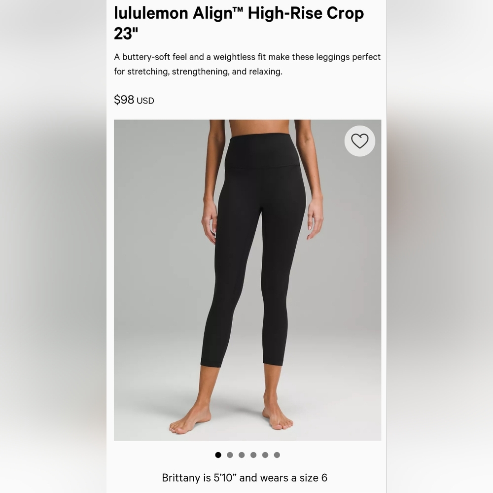 Lululemon Align High-Rise Crop 23" Size 6